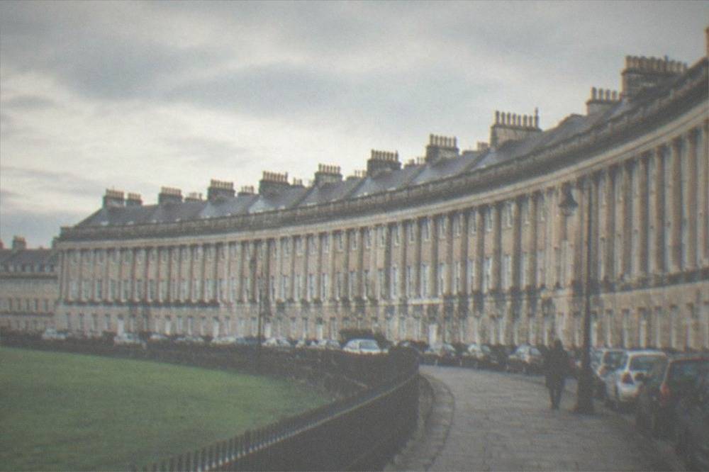 The curved facade of the Royal Crescent in Bath